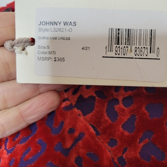Johnny Was Doris Silk-Blend Mini Dress Deep Red Cheetah Print Women's Size Small - Picture 11 of 15